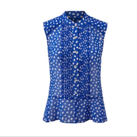 Cabi Electric Peplum Sheer Blue Tank Top XS - Picture 3 of 10